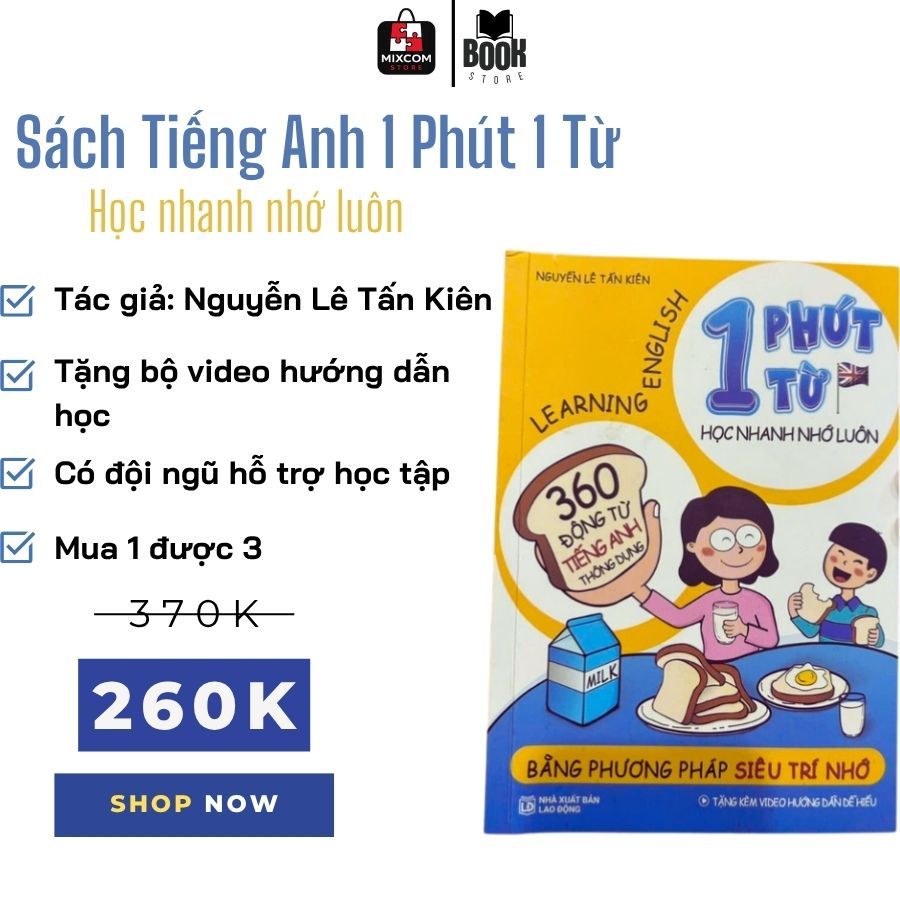 Sách Tiếng Anh 1 Phút 1 Từ học nhanh nhớ luôn - bằng phương pháp siêu trí nhớ