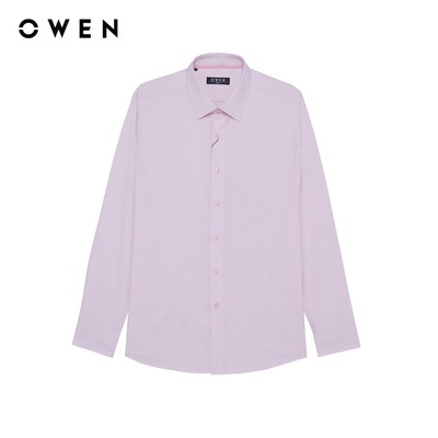Owen - Áo sơ mi dài tay Slim Fit AS256049D màu Hồng chất liệu Bamboo spandex