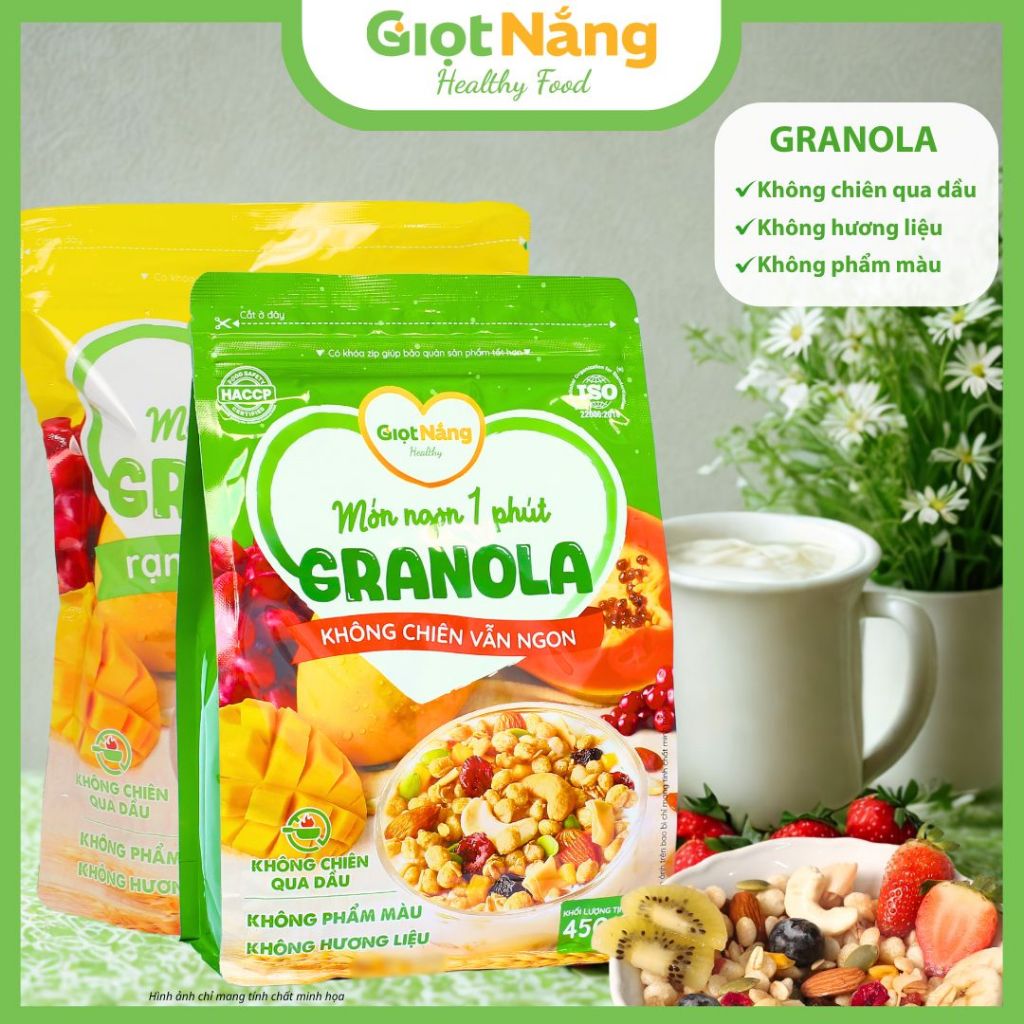 Granola Túi Vàng Túi Xanh Ngon Giòn Với Viên Yến Mạch Trái Cây Mới Từ Giọt Nắng Healthy