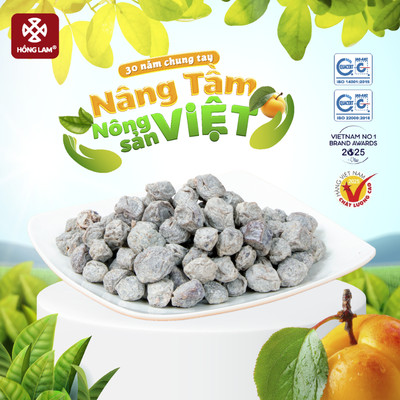 Ô mai (xí muội) mơ chua mặn ngọt Hồng Lam, dạng hộp. Có vị chua, mặn, ngọt