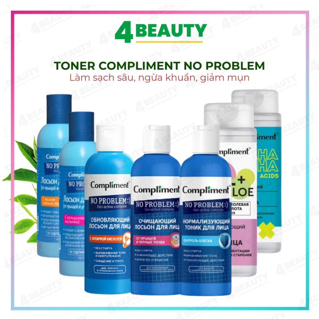 Toner Compliment No Problem Cấp Ẩm, Kiềm Dầu, Mờ Thâm 200ml