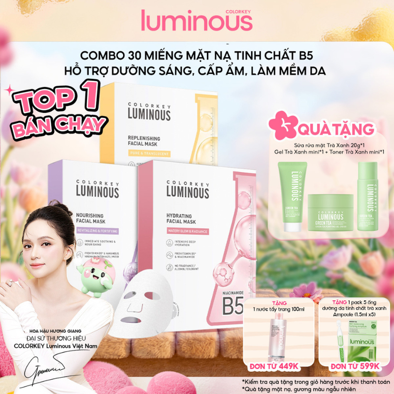 [MUA 3 TẶNG 3] LIVE DAILY| COMBO 3 Hộp Mặt Nạ Giấy COLORKEY LUMINOUS Vitamin B5 Cấp Ẩm Cho Da Mịn Mà
