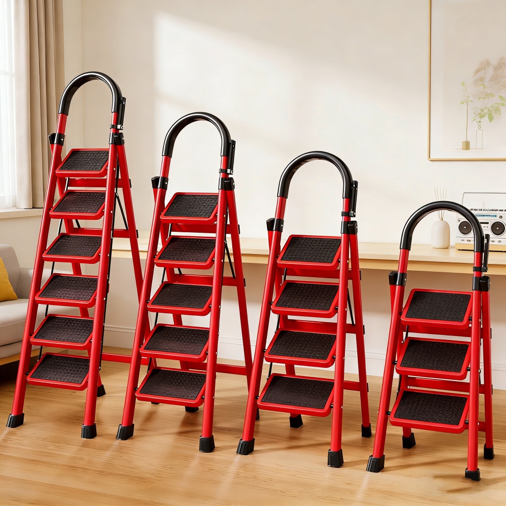 Thang chữ a Thang Gấp Gọn 3-8 Bậc chất liệu thép carbon thang gấp gọn thông minh Tải Trọng 500kg