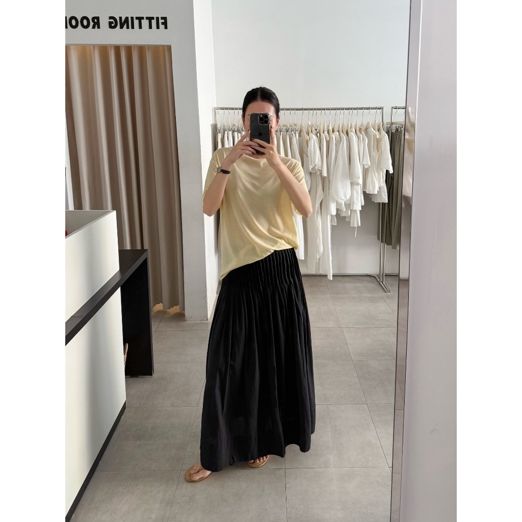 Chân váy dài xếp ly nhỏ linen thô hàn, linen thô hàn |𝐒𝐎𝐌𝐒| 𝐒𝐨𝐫 𝐒𝐤𝐢𝐫𝐭 | BigBuy360 - bigbuy360.vn