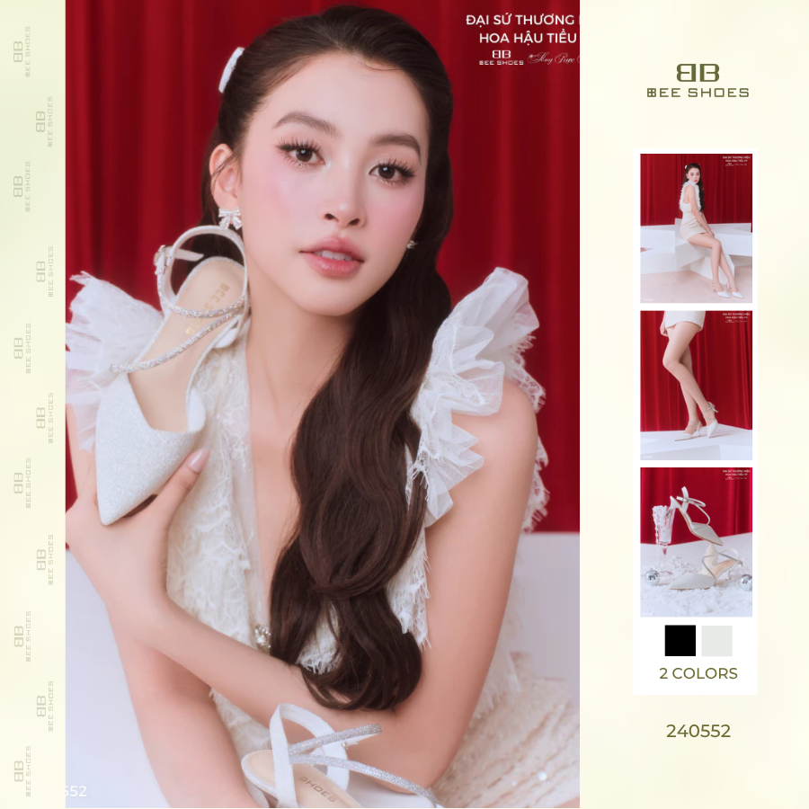 (HẾT BOX & QUÀ) (BST Sống Rực Rỡ) Giày cao gót BEESHOES kim tuyến mũi nhọn gót nhọn cao 7 phân sẵn m