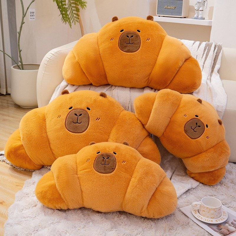 Gấu Bông Capybara Bánh Sừng Bò - Thú Nhồi Bông Capybara Bánh Sừng Bò Siêu Dễ Thương