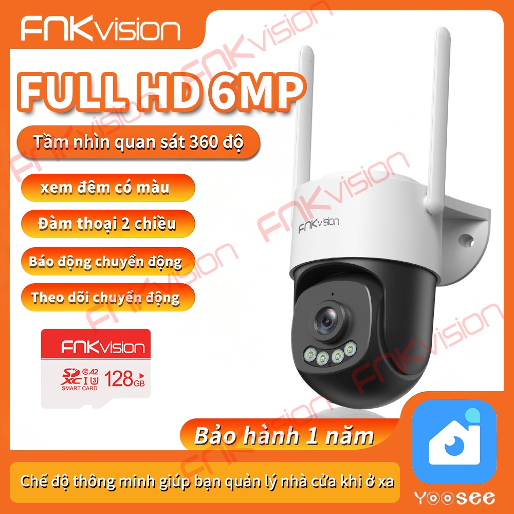【Fnkvision】Camera wifi 6.0MP có màu Yoosee , đàm thoại 2 chiều, toàn cảnh 360 độ - phiên bản tiếng v
