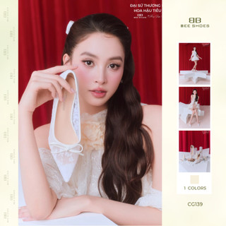 (BST Sống Rực Rỡ) Giày cao gót nữ BEESHOES lưới ren mũi nhọn gót nhọn cao 7 phân sẵn màu trắng CG139