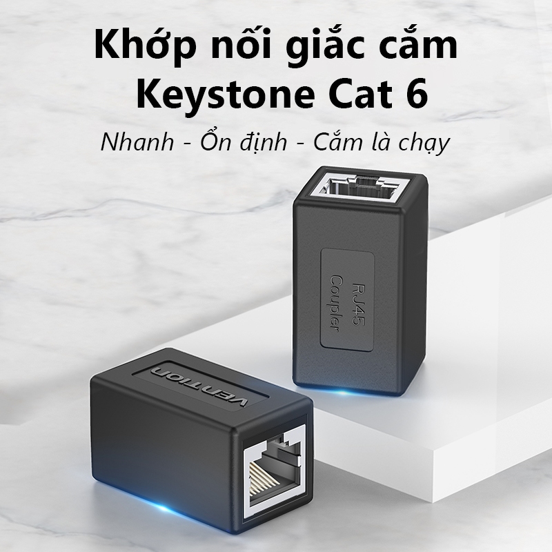 Đầu Nối Dây Mạng RJ45 Cat6 Vention - Coupler Chống Nhiễu, Nối Dây Mạng Nhanh Không Bấm | BigBuy360 - bigbuy360.vn