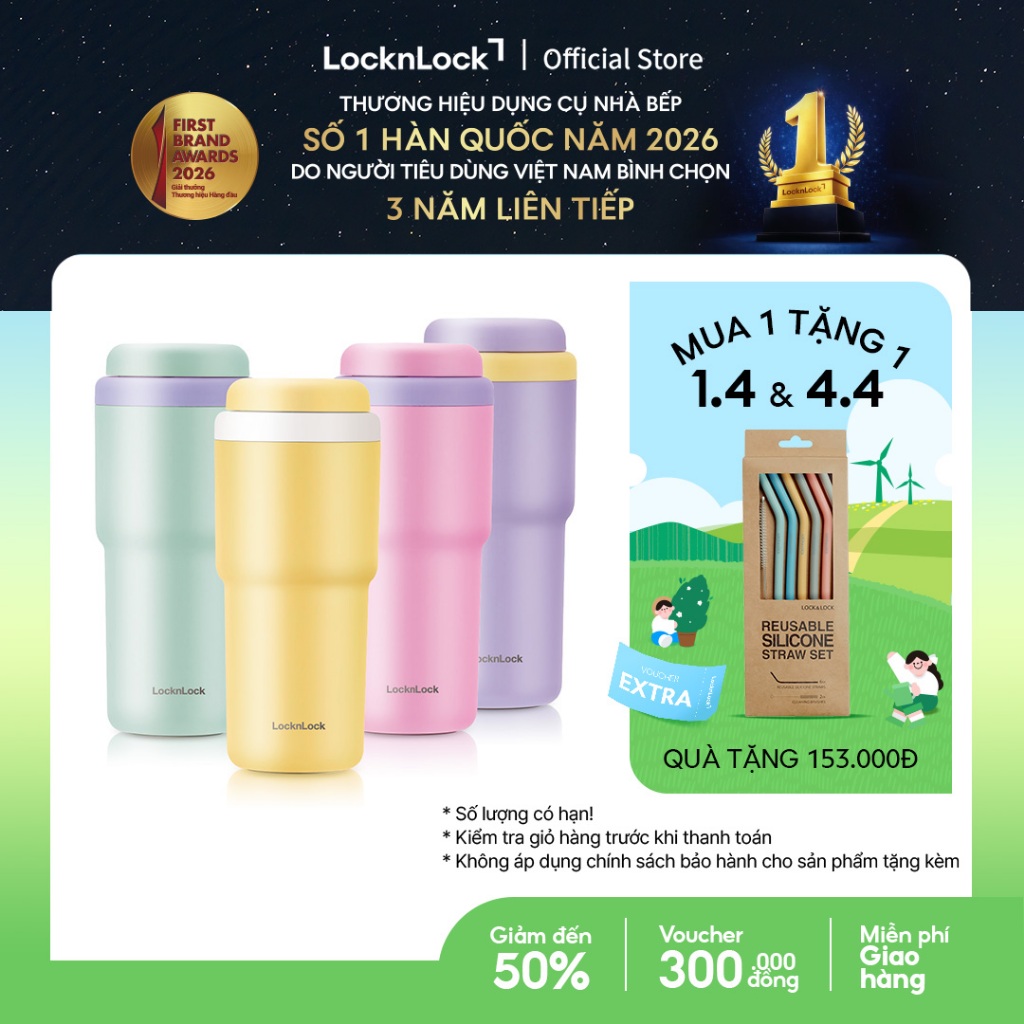 Bình giữ nhiệt Lock&Lock Daily Macaron Tumbler LHC3292 480ml thép không gỉ 316L
