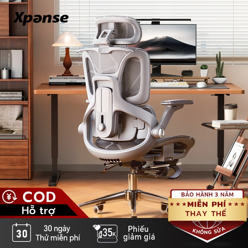 Ghế văn phòng công thái học Xpanse 905—Ghế lưng vải lưới , Đệm lưng 3 vùng động học, điều chỉnh độ cao tựa lưng