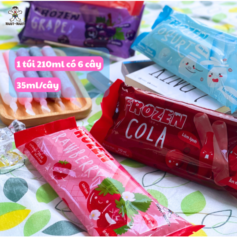 (COMBO) Nước Giải Khát Want Want Frozen Túi 6 Cây Kem Đá Mát Lạnh Sảng Khoái