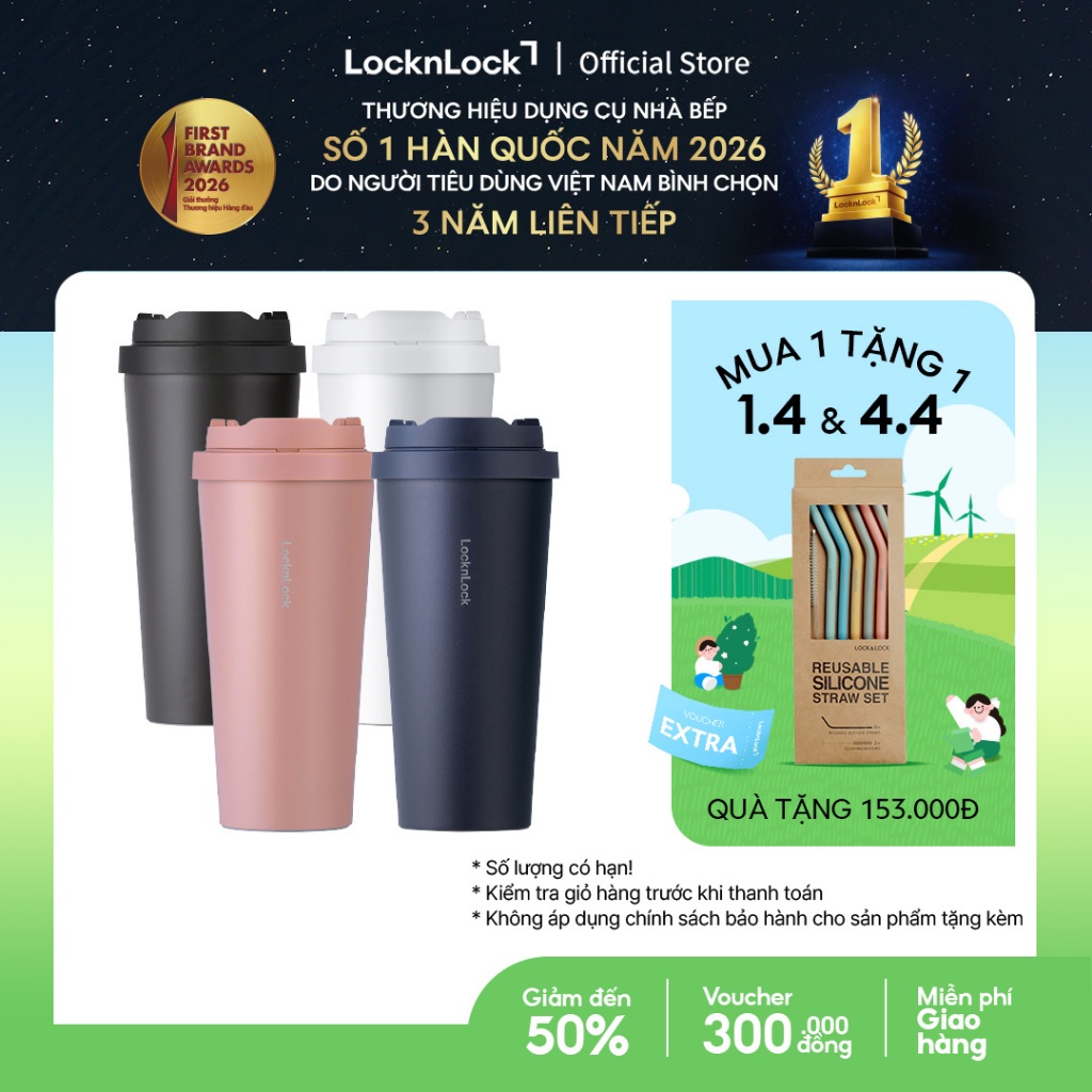 Bình giữ nhiệt Lock&Lock Energetic one-touch thép không gỉ 316L 550ml và 400ml - LHC3249 (4 màu)