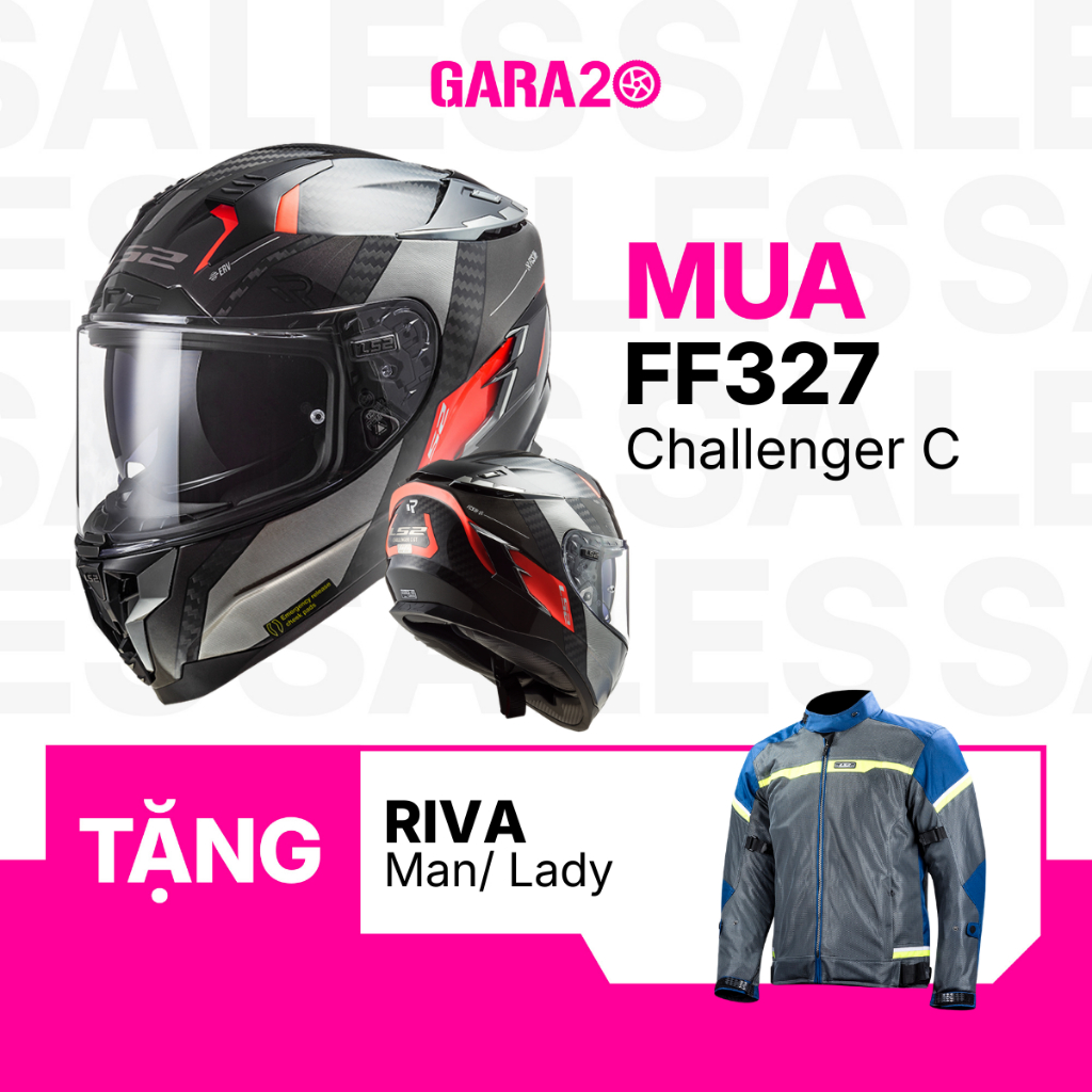 [MUA 1 TẶNG 1] Mũ Bảo Hiểm Fullface LS2 FF327 Challenger Carbon Hai Kính Chuẩn ECE22.05 Đi Mô Tô PKL