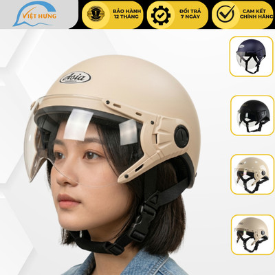 Mũ bảo hiểm nửa đầu cao cấp Asia MT105 Sữa nhám - Vòng đầu 57-59cm - Bảo hành 12 tháng