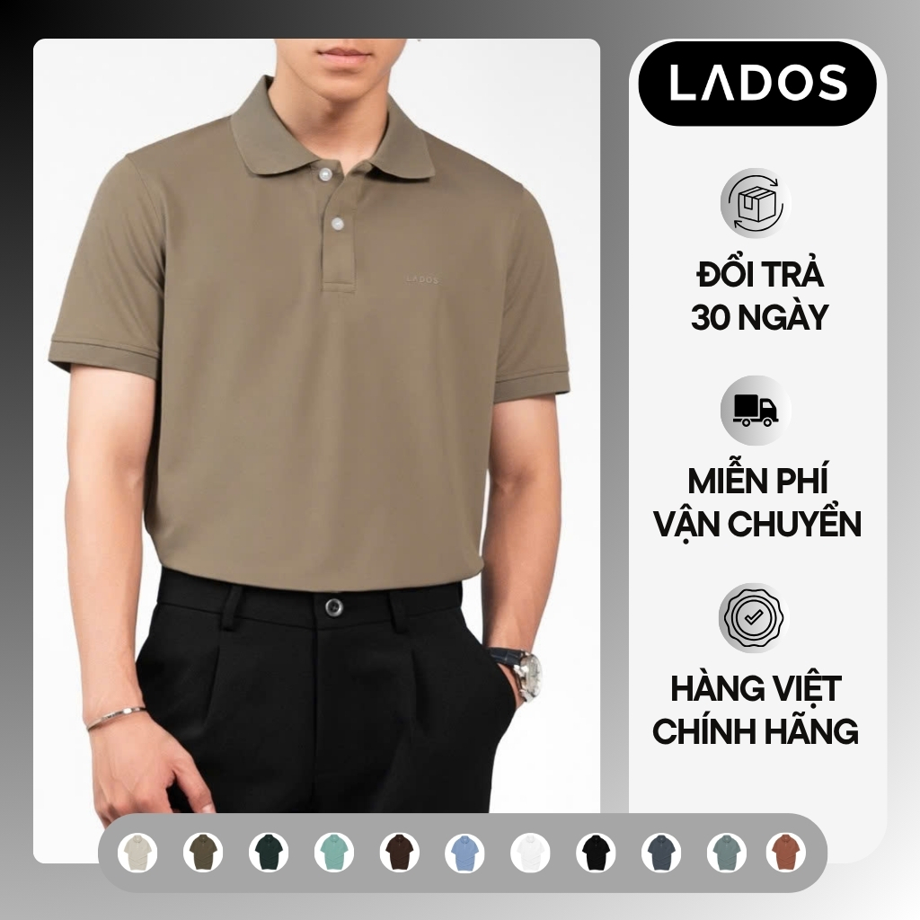 Áo polo Trơn cao cấp Lados 59084, chất poly 4 chiều mịn mát