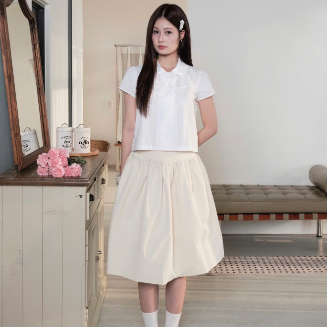 NAVIE - Chân váy dài Kaki ELLY phối cúc hoa thời trang nữ