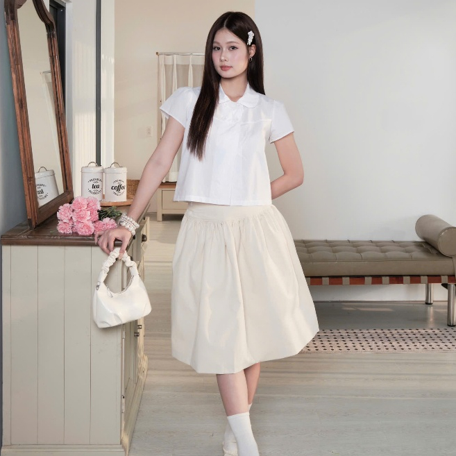 NAVIE - Chân váy dài Kaki ELLY phối cúc hoa thời trang nữ | BigBuy360 - bigbuy360.vn