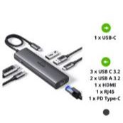 Thiết bị mở rộng USB Type-C 6 in 1 HDMI 4K@60Hz/Hub USB 3.0/LAN/PD 100W Ugreen 45000