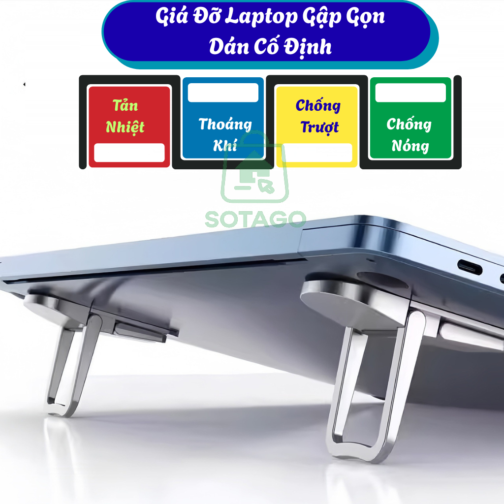 Bộ 2 Chân Đỡ Laptop Siêu Nhỏ -Đế Kê Laptop Dán Gọn -Giá Đỡ Laptop Mini Tiện Lợi -Chân Kê Laptop Chốn