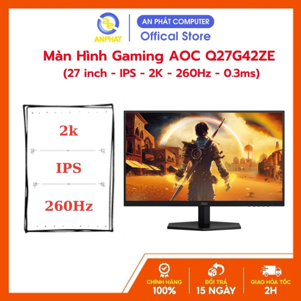 [BH 36 Tháng] Màn Hình Gaming AOC Q27G42ZE (27 inch - IPS - 2K - 260Hz - 0.3ms)