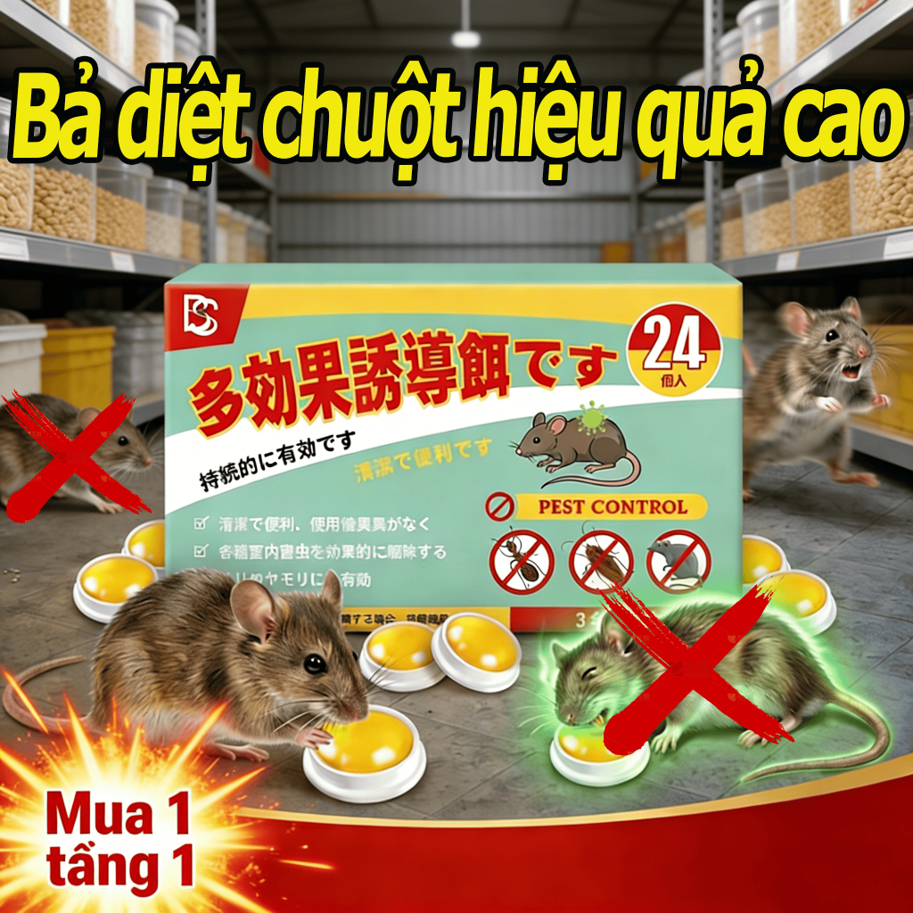 ⚡Cả nhà không còn chuột⚡ Thuốc diệt chuột Mồi diệt chuột Một viên diệt chuột