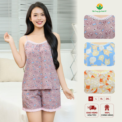 Bộ lanh quần đùi áo 2 dây Việt Thắng, chất Lanh mềm mát - B01.6059
