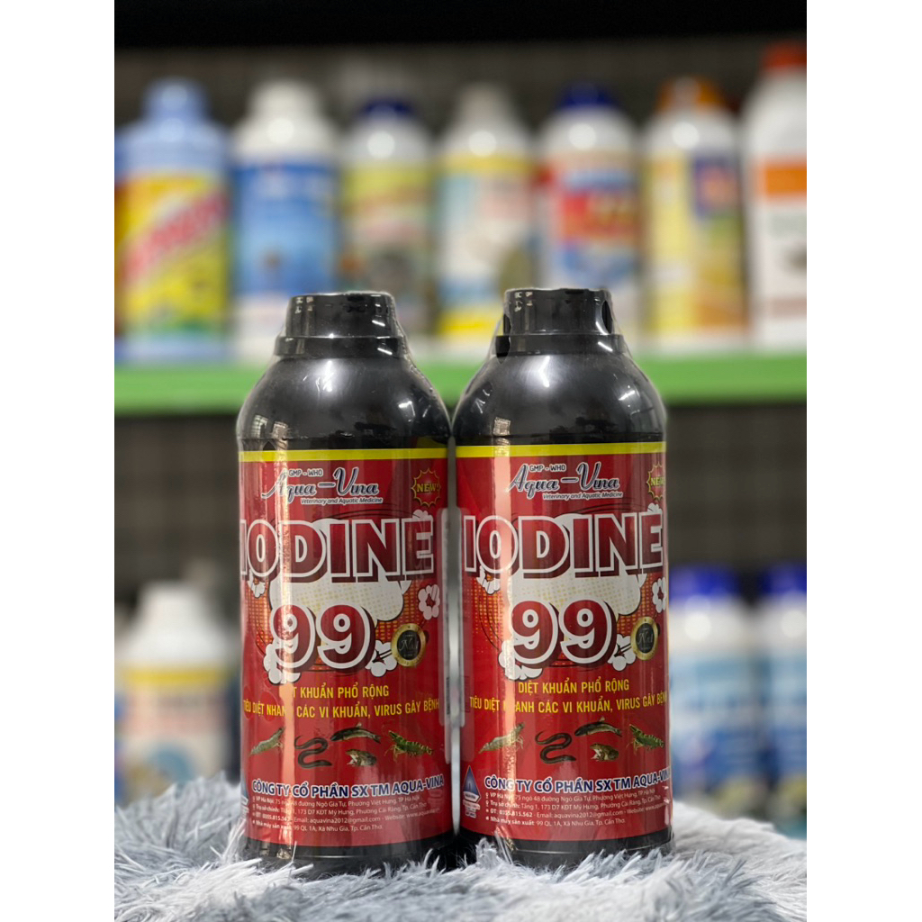 Iodine 99 - Sát trùng phổ rộng, diệt nấm vi khuẩn gay hai cho cá lươn ếch tôm, chai 1lit
