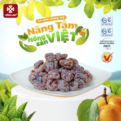 Ô mai (xí muội) mơ Hồng Lam 2 dạng hộp và gói. Có vị chua, ngọt, mặn