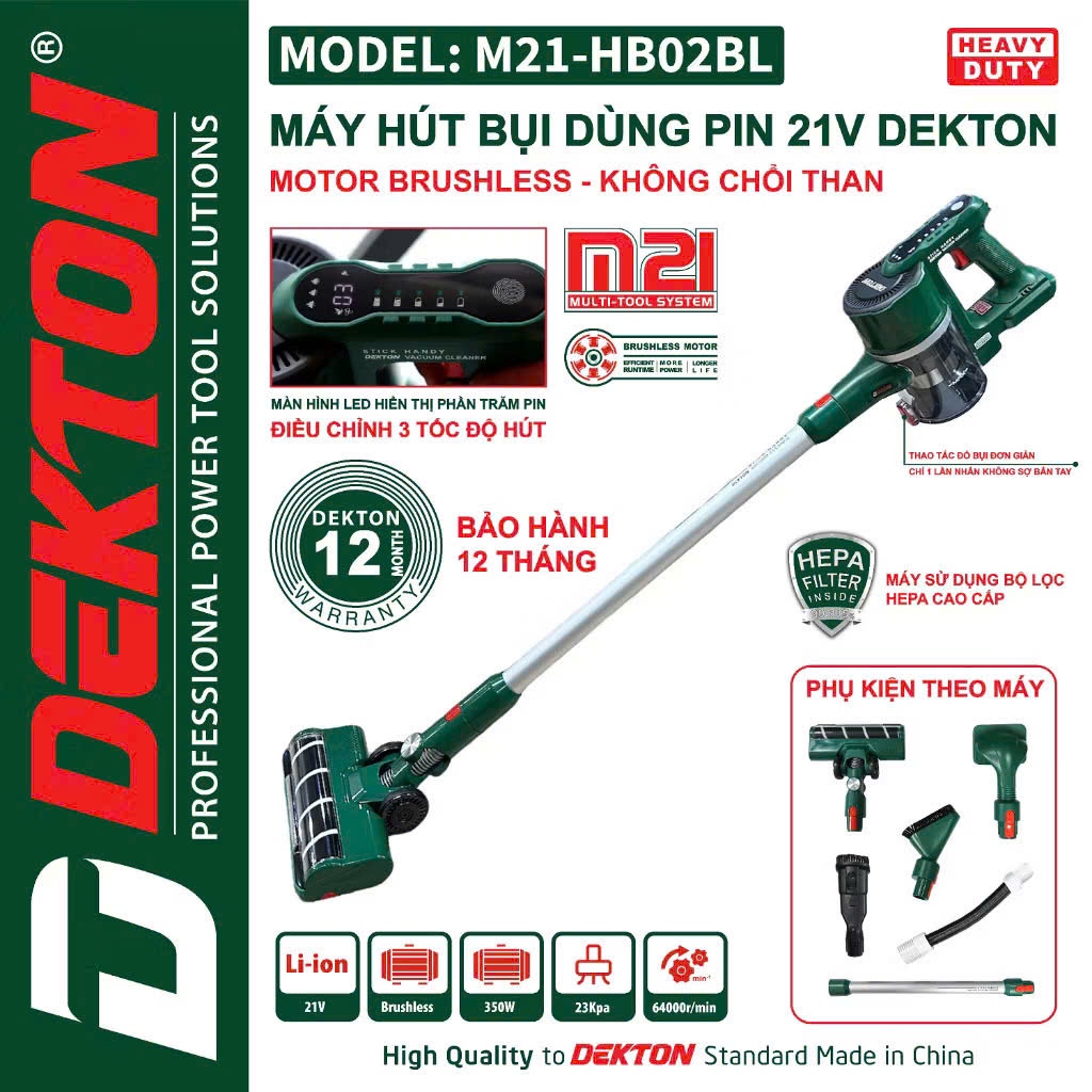 [💯New] Máy Hút Bụi Cầm Tay Dùng Pin Dekton DV3/M21-HB01X/M21-HB02BL/M21-HB01BL