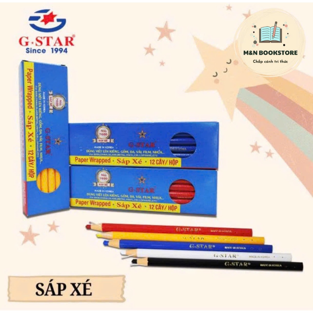 [Combo 3/6/12 Cây] Bút Sáp bóc - Sáp xé - Bút vẽ lên vải G-star 7600 Hàn Quốc (bút chì nến)