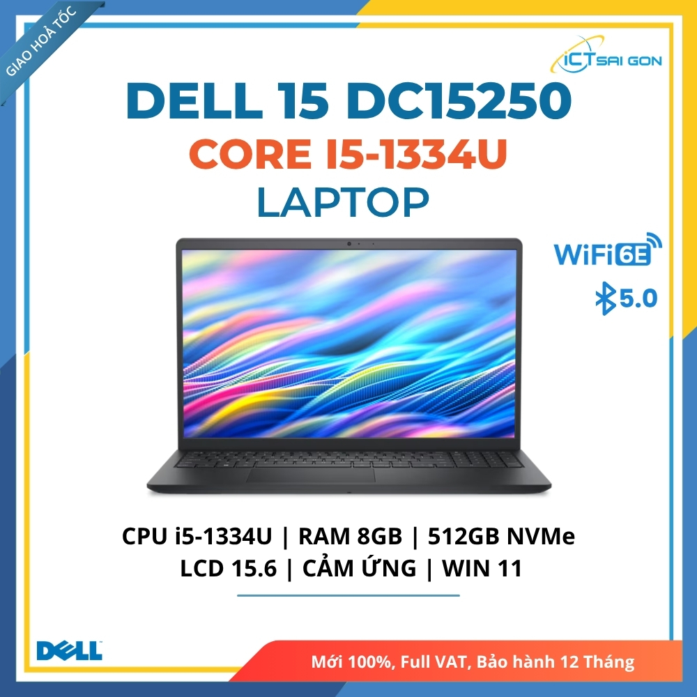 Laptop Dell 15 DC15250 | Core i5-1334U | 8GB | 512GB | 15.6" FHD 120Hz Cảm Ứng | Win 11 Bản Quyền