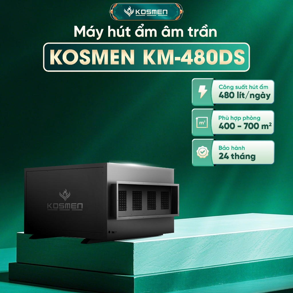 Máy Hút Ẩm Âm Trần Kosmen KM-480DS Công Suất 480 lít/ngày - Hàng Chính Hãng BH 2 Năm