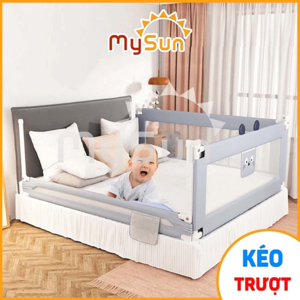 Thanh chắn giường dạng trượt cho bé 1m2 1m5 1m8 1m9 2m2 tấm khung thép an toàn MySun Hamster