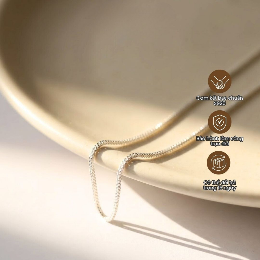 Dây chuyền nữ bạc 925 SENYDA khoen lật vuông nhỏ cá tính DC102