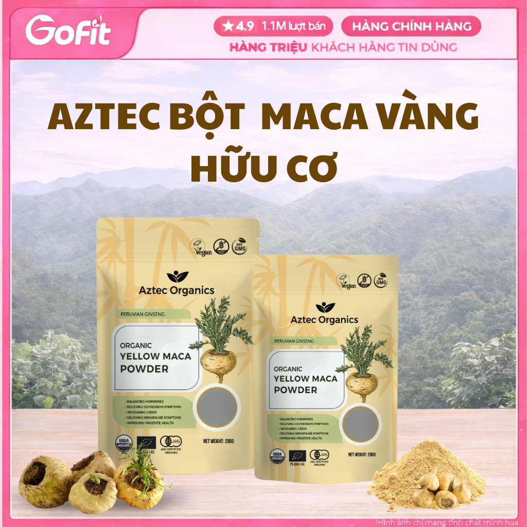 Bột nhân sâm Maca vàng hữu cơ Aztec Organics 200g Organic maca powder