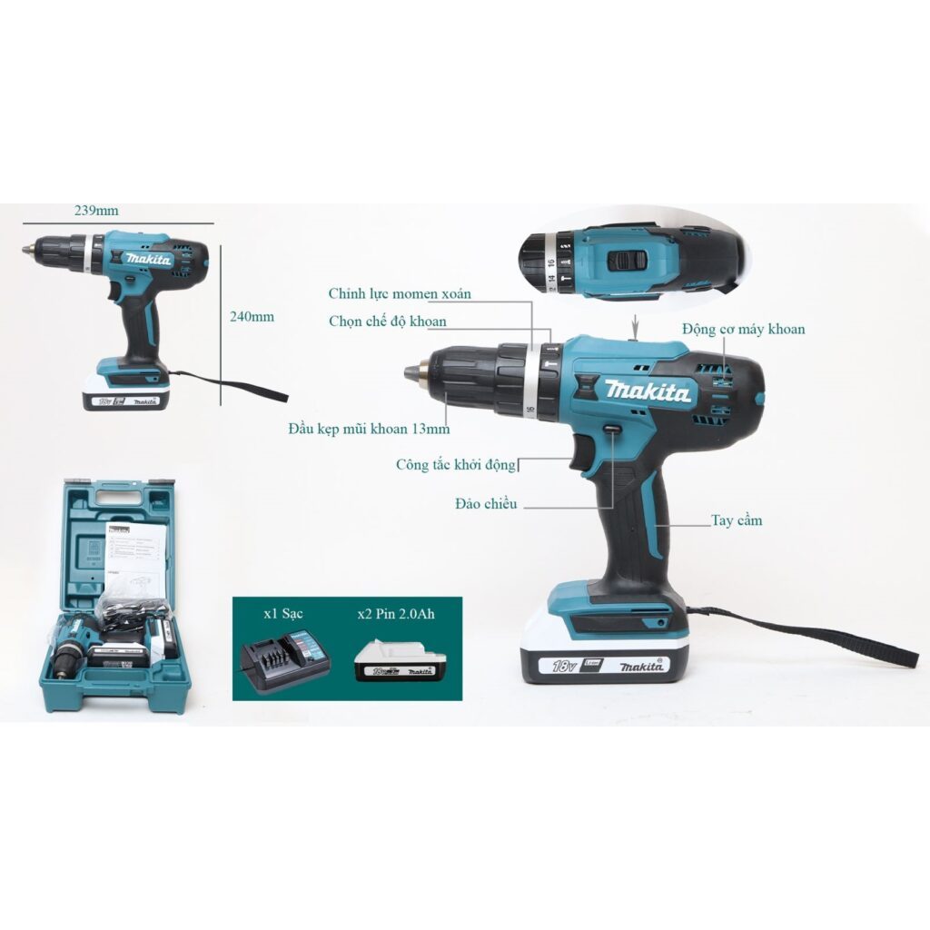 Máy khoan động lực dùng pin 18V Makita HP488DWAE