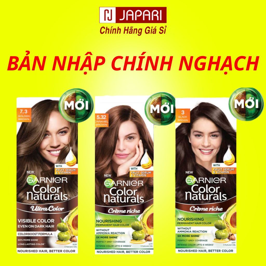 Thuốc Nhuộm Tóc Garnier Hộp 105ml CHÍNH HÃNG - Nhuộm Tóc Tại Nhà Nâu Caramel, Nâu Ánh Vàng, Nâu Đen 