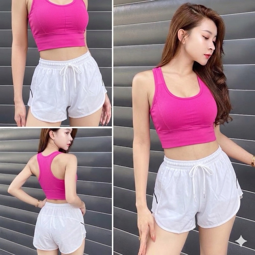 Quần Trắng / Bra Hồng sen