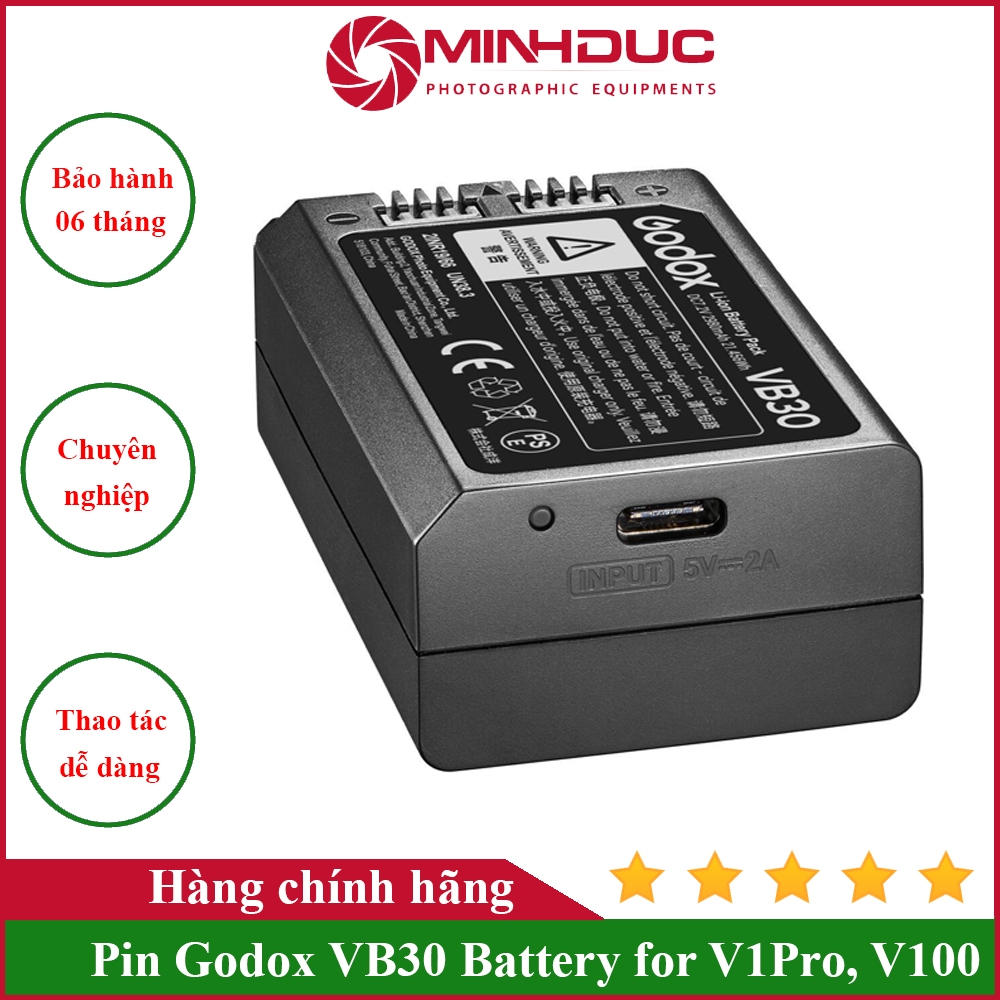 Pin Godox VB30 Battery for V1Pro, V100 Hàng chính hãng