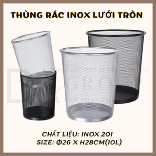[HỎA TỐC HCM] Thùng Rác Inox Lưới Tròn Nhỏ, Thùng Rác Inox Nhỏ Văn Phòng