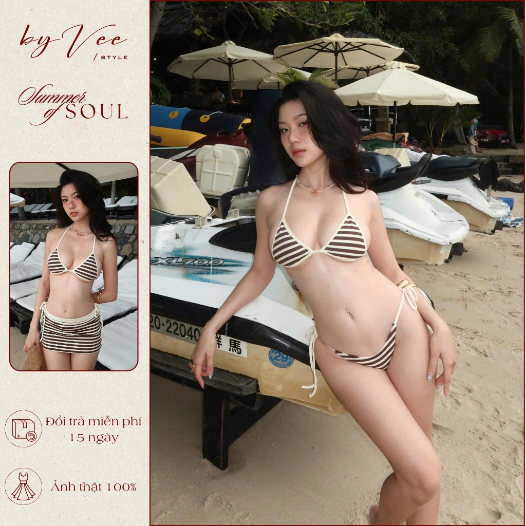 Set bikini đi biển siêu xinh Byveestyle, bikini 2 mảnh thắt dây xinh chụp ảnh