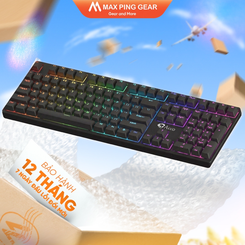 [HỎA TỐC] Bàn phím cơ AKKO 3108 SR Black ShineThrough (Akko Pink Switch | Led Rainbow) - Maxpinggear