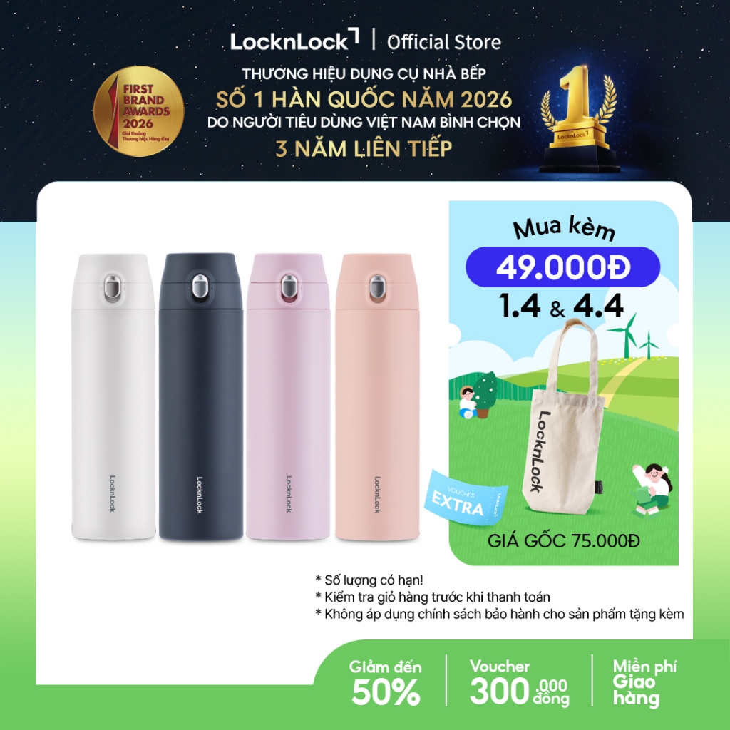Bình giữ nhiệt Lock&Lock Feather Light One Touch 500ml LHC3257 (4 màu)