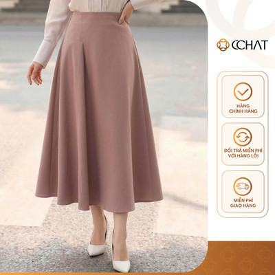 Chân Váy 𝐂𝐂𝐇𝐀𝐓 Dáng Xòe Kiểu Clarissa Chất Liệu Tuytsi Kaki Cao Cấp 16CDS2020XT