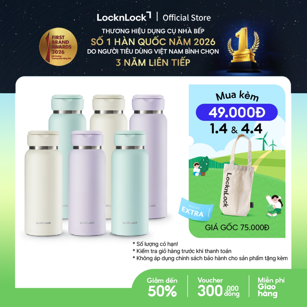 Bình giữ nhiệt Lock&Lock Sling Ring Tumbler 650ml / 800ml - LHC4321-22 và Sling Ring Nature Tumbler 