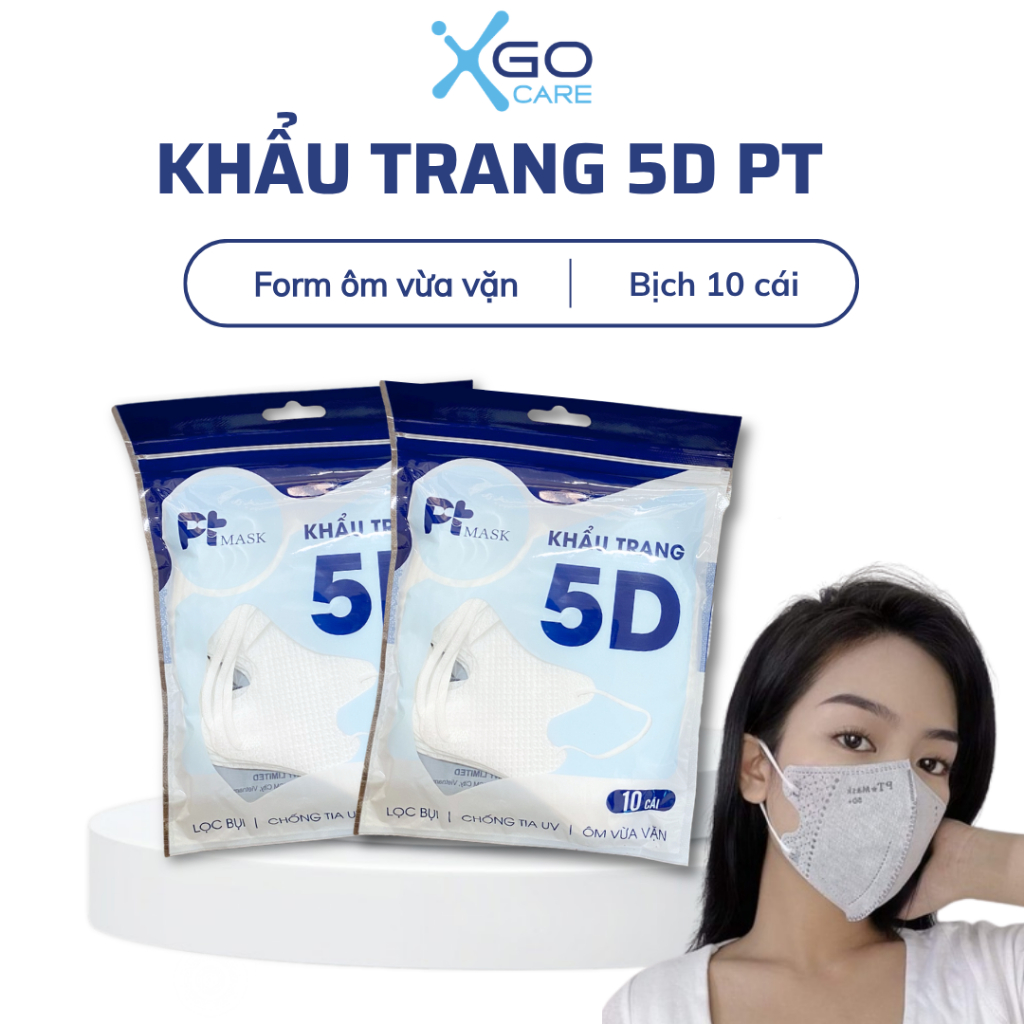 Set 100 cái khẩu trang 5D mask PT mask kháng khuẩn chống bụi hàng chính hãng công ty Phương Tuyến