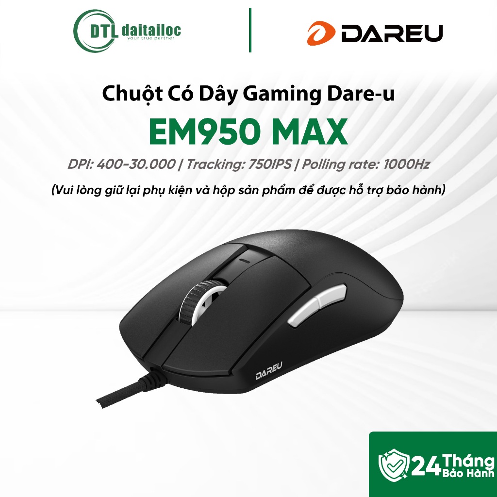 Chuột Có Dây Gaming Dare-u EM950 Max Black | Chính hãng | Bảo hành 24 tháng