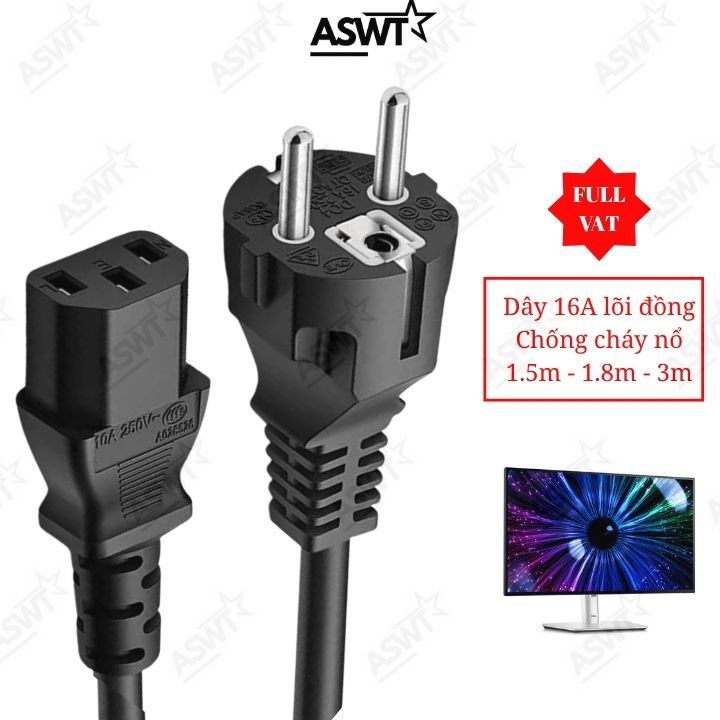 Dây nguồn màn hình Dell UltraSharp U2424H U2424HE U2724D U2724DE dài 1.5m 3m 5m lõi đồng xịn - FULL 