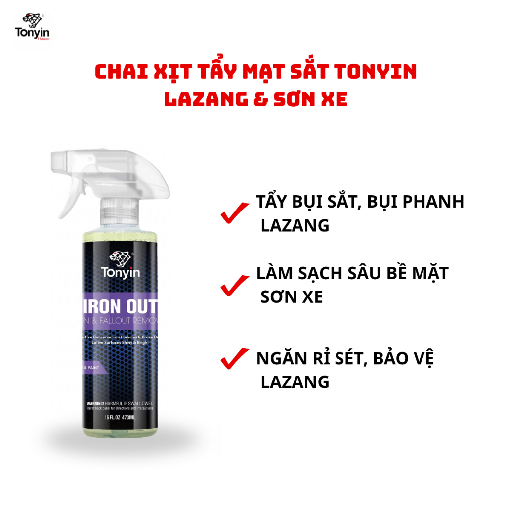 Tonyin Chai Xịt Tẩy Rửa Mạt Sắt Lazang IRON & FALLOUT REMOVER 473ML